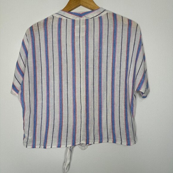 Rails Thea Tahiti Stripe Shirt Size S Cropped Tie Front - Picture 2 of 12